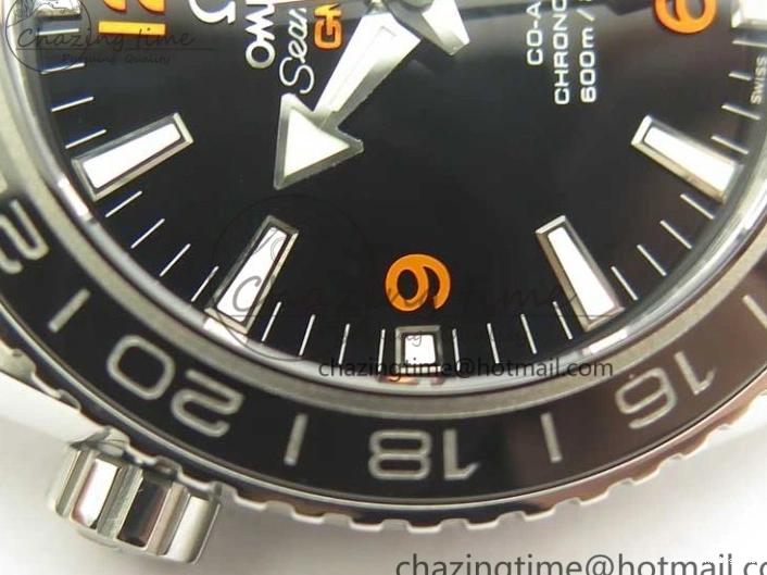 0306 Planet Ocean 600M Co-Axial GMT 43.5mm VSF 1:1 Best Edition Black Dial Orange Markers on SS Bracelet A8605 Super Clone Elegant 8024